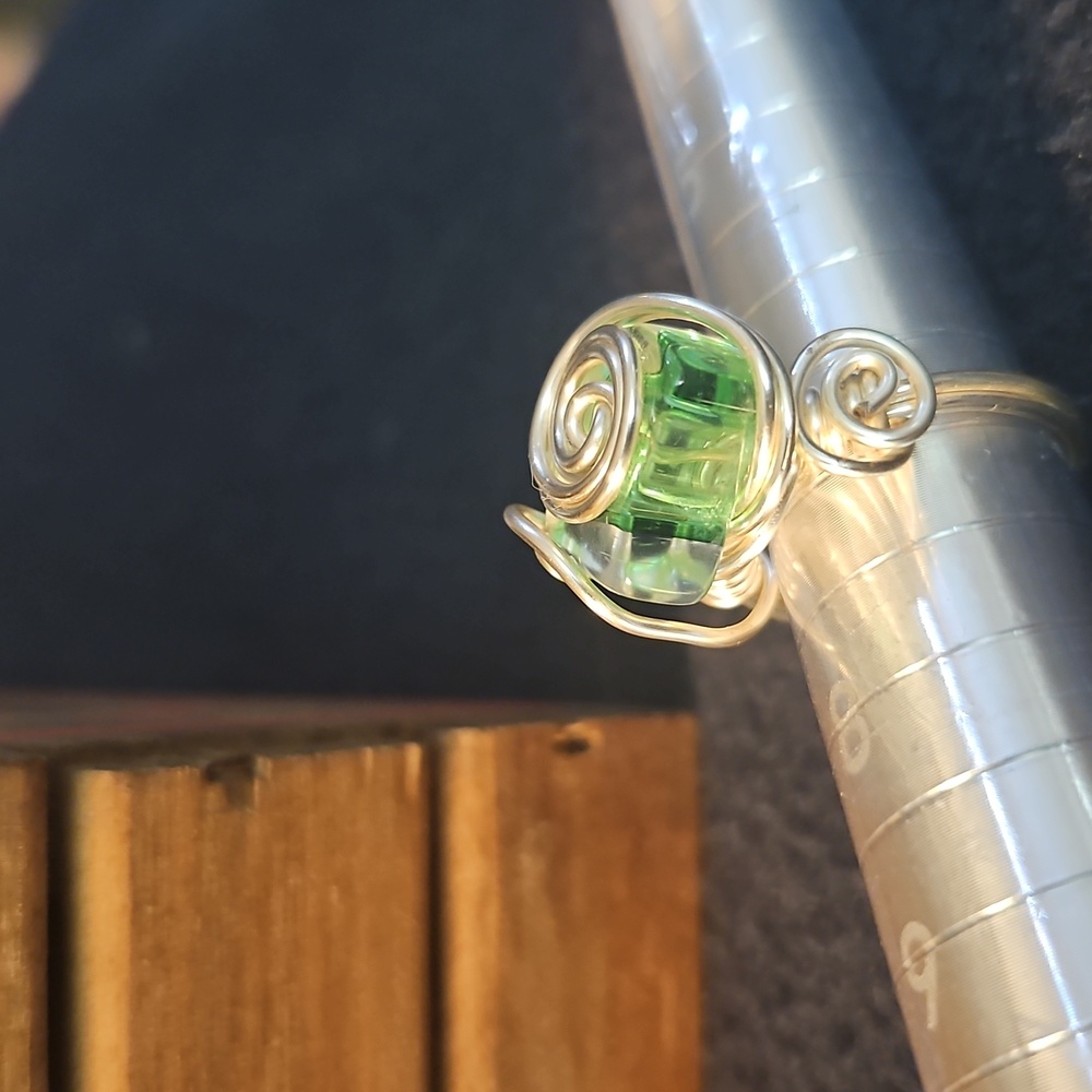 2/$75 - Silver and Green Swirl Women's Ring